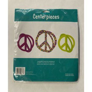 Peace Symbol Stand Up Centerpieces 3 Individual Pieces Floral Pink Green